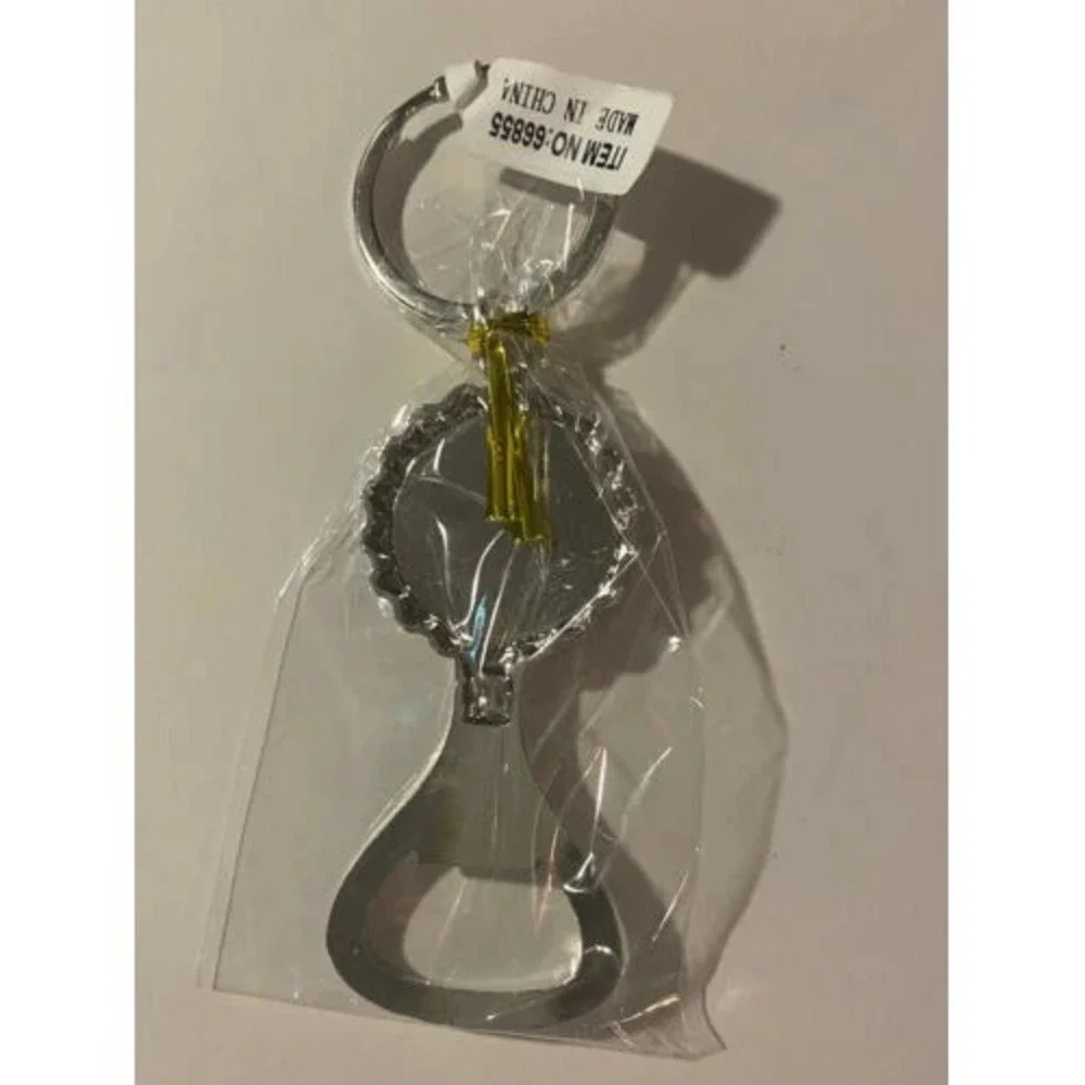 Puerto Rico Flag Bottle Opener Keychain Silver Tone Metal Souvenir Accessory